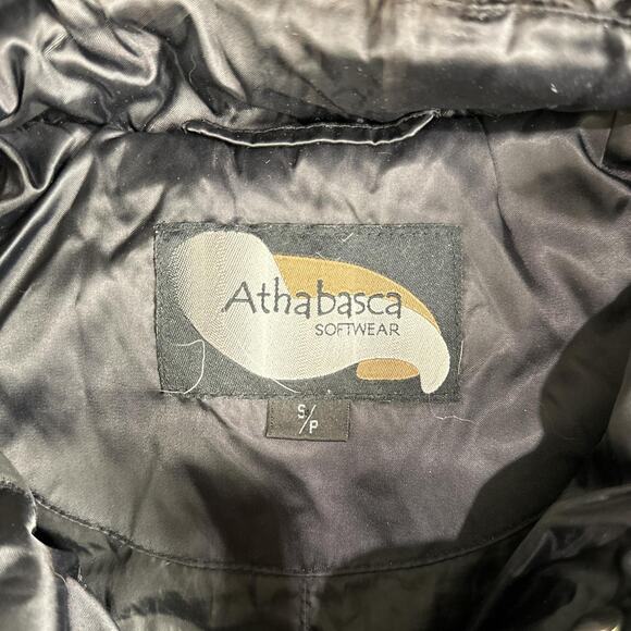 Y2K Athabasca Softwear Women’s Black Duck Down Faux Fur Hood Puffer Coat Small - Picture 3 of 7